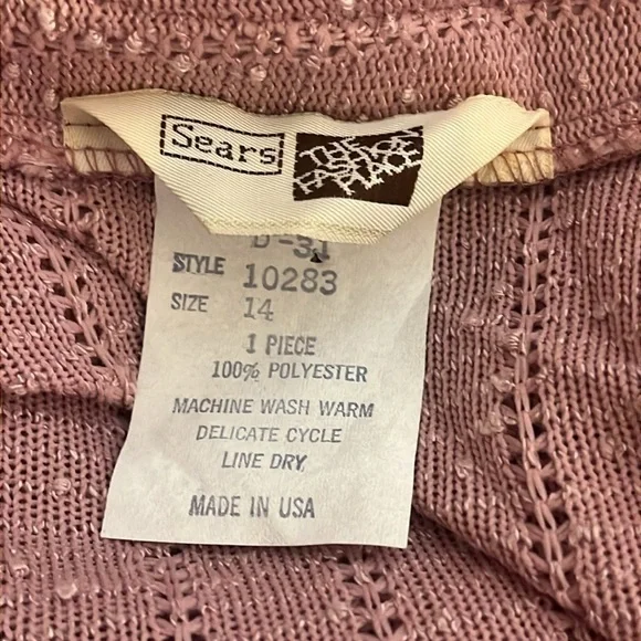 Sears | New VINTAGE pink textured midi dress Women’s size 14 (more like 10) vtg - Picture 8 of 9